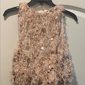 Zara Beige Sequin Feather Blouse
